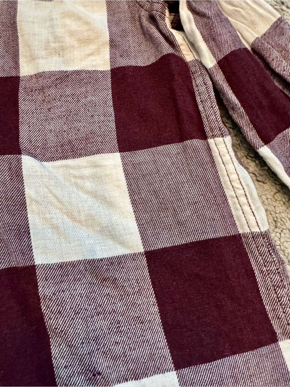 Wilfred Free Aritzia XS Plaid Shirt Dress Burgundy Cream Long Flannel - Picture 4 of 5
